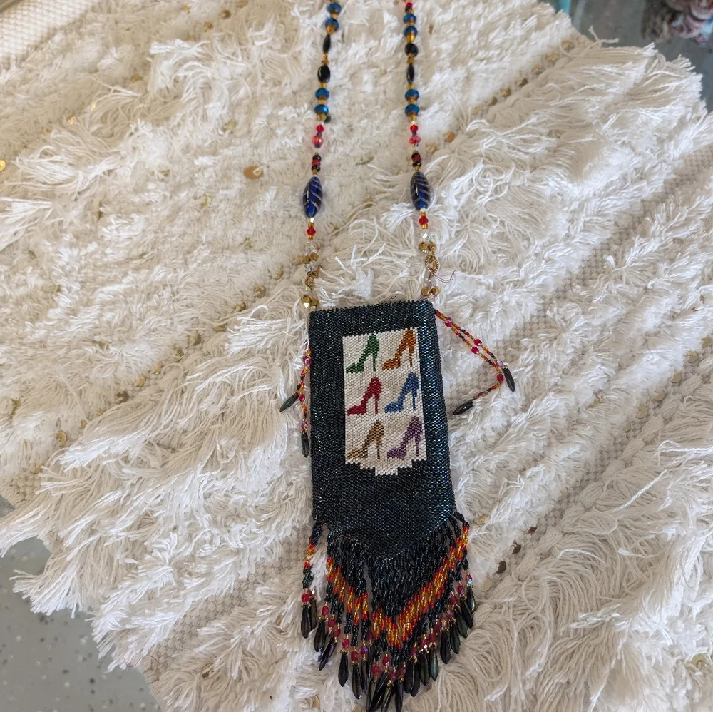Medicine Bag Artistic Beading Long Crystal Chain